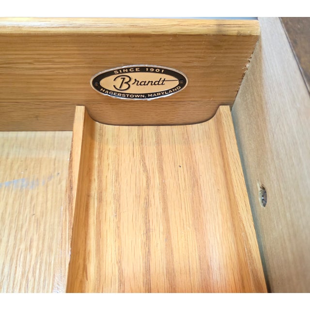 Vintage Brandt Regency Revival Neoclassical Writing Desk With Black Tooled Leather Inset Top For Sale - Image 9 of 16