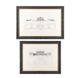 Two Architectural Engravings From Volume III of Vitruvius Britannicus by Colen Campbell, 1725
