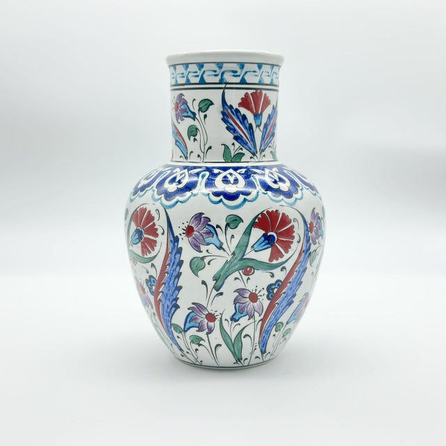 Handmade Ceramic Vase (30cm) – Red Carnation & Blue Saz Leaf Pattern – Classic Iznik Floral Vase For Sale - Image 6 of 7