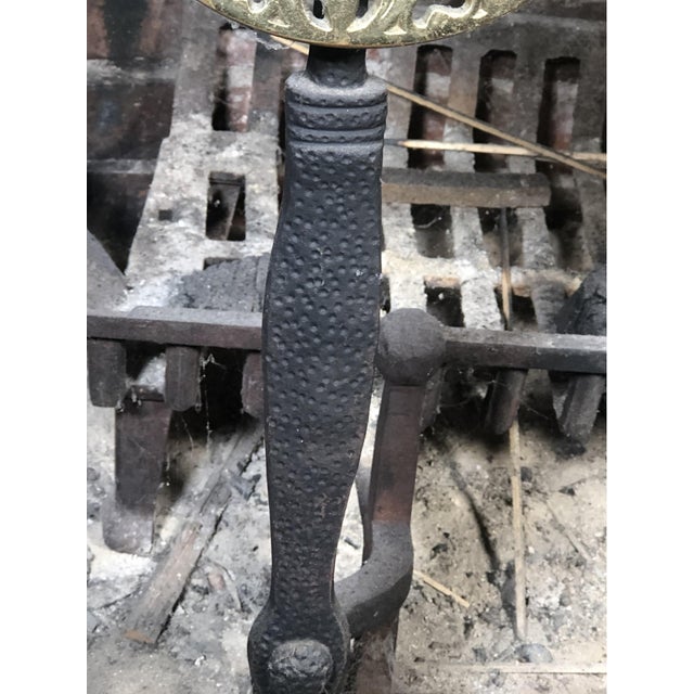 Antique English Iron and Brass Andirons—A Pair For Sale - Image 4 of 6