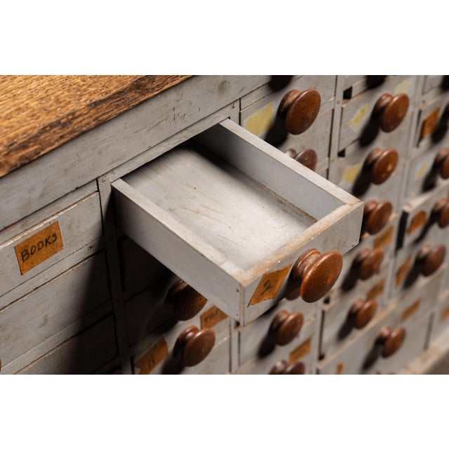 Antique 45-Drawer Industrial Hardware Cabinet on Cast Iron Legs For Sale - Image 10 of 16