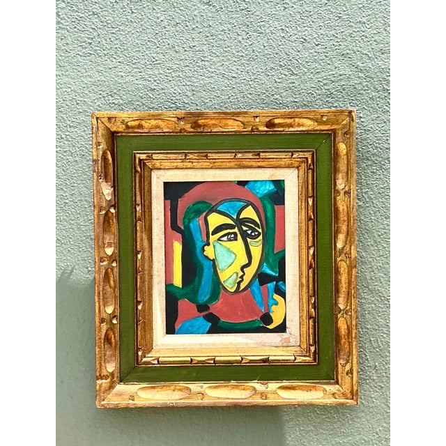 Brown Vintage Original Figurative Oil on Canvas For Sale - Image 8 of 12