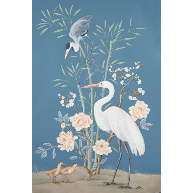 Allison Cosmos "More Than Birds" Coastal Chinoiserie Triptych by Allison Cosmos - Set of 3 For Sale - Image 4 of 4