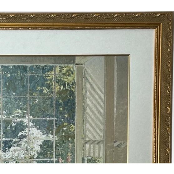 Wood Late 20th Century John Sharman at the End of the Porch Framed Impressionist Fine Art Print For Sale - Image 7 of 11