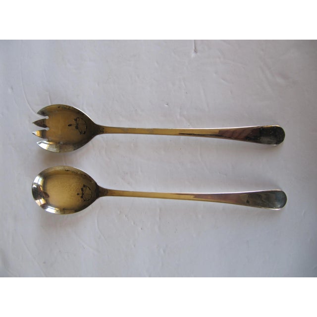 1980s Vintage Sheffield Silver-Plate Salad Utensils For Sale - Image 5 of 5