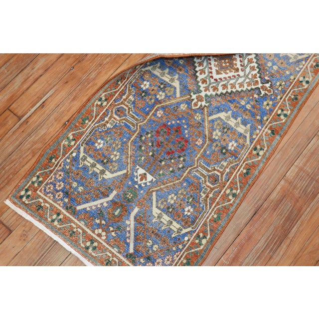 One-of-a-kind naturally worn neutral-colored Persian joshegan in rare small runner format, circa 1940. Measures: 1'11'' x 5'.