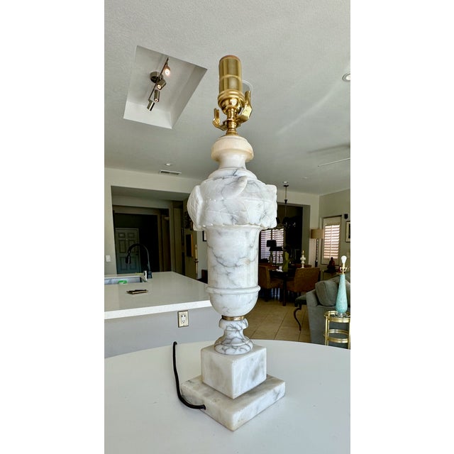 Single Italian Urn Neoclassic Alabaster Table Lamp For Sale In Palm Springs - Image 6 of 15