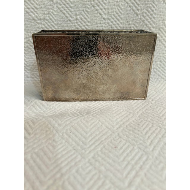 1940s Vintage 1940’s Silver Plate Embossed Floral Jewelry or Trinket Box For Sale - Image 5 of 8