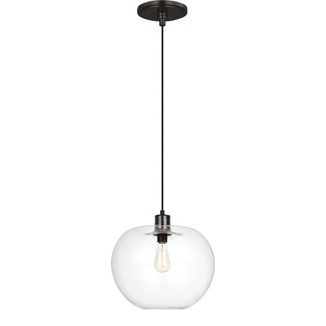 Thomas O'Brien by Visual Comfort Studio Mela 1-Light Large Pendant in Aged Iron For Sale