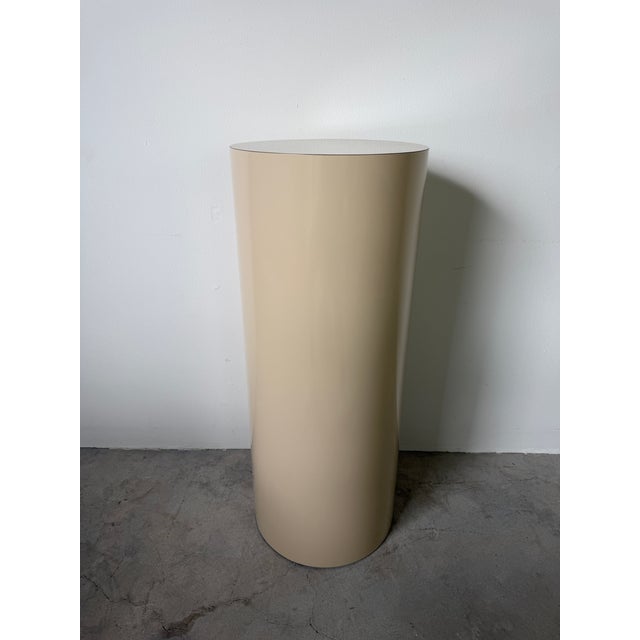 Paper Vintage Postmodern Cream Formica Cylinder Pedestal For Sale - Image 7 of 8