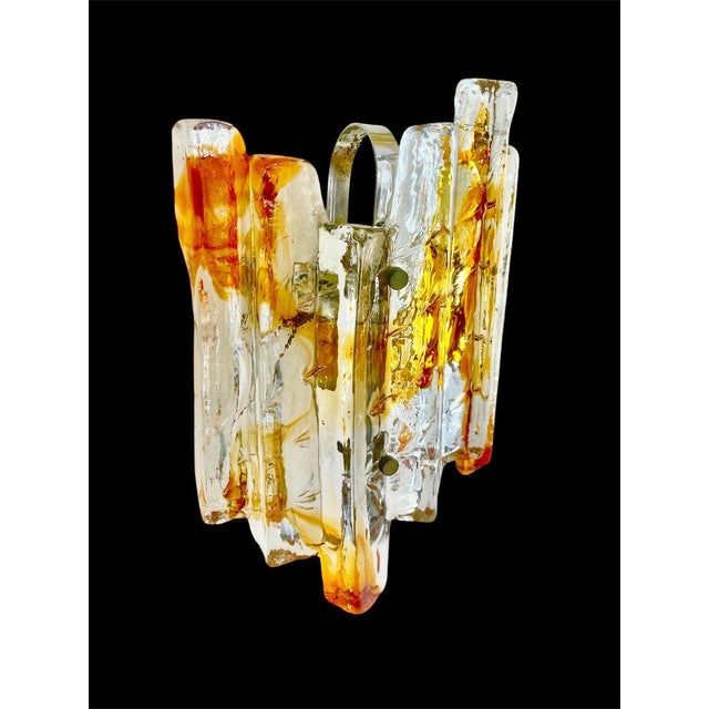 Wall lighting by JT Kalmar glass. Exceptional pair of Bicolore glass with gold plated structure in mint condition. The...