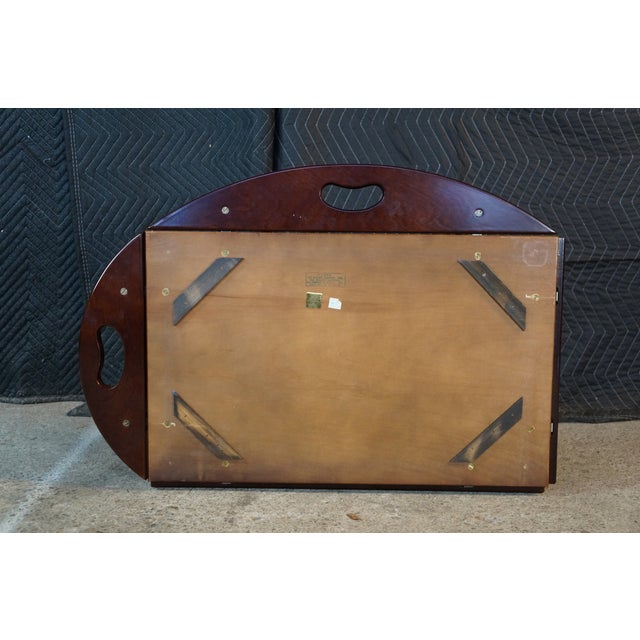 1991 Vintage Bombay Co Campaign Style Cherry Finished Butler's Coffee Tray Table For Sale - Image 15 of 16