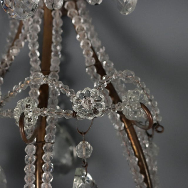 Metal Italian Wall Lamps in Burnished Metal and Glass, Set of 4 For Sale - Image 7 of 8