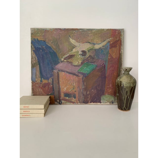 1980's Pastel over Oil on Canvas Still Life by Swiss Artist, Kaspar Ilg. A gorgeous oil on canvas still life showcasing...