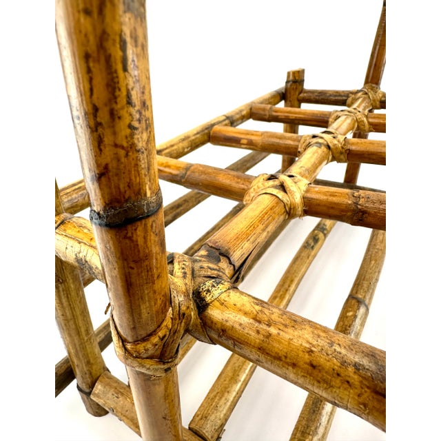 1960s Mid Century Burnt Tortoise Bamboo Wine Rack For Sale - Image 5 of 9