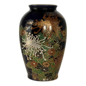 Japanese Chrysanthemum Cobalt Vase
