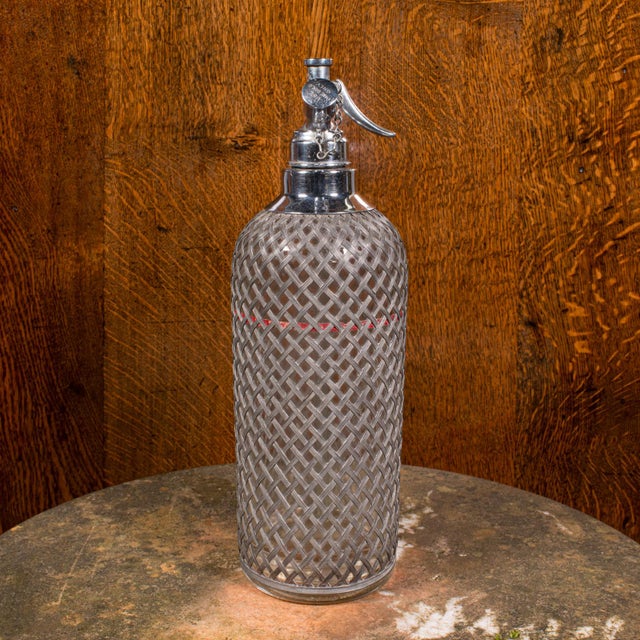 Vintage Soda Syphon, English, Glass, Cocktail Bar Drinks Bottle, Mid Century For Sale - Image 6 of 12