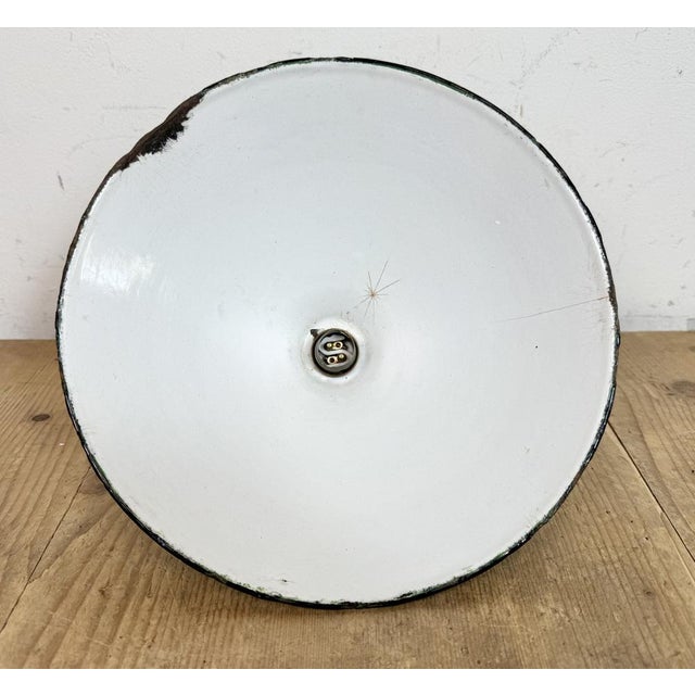 British Industrial Green Enamel Factory Pendant Lamp, 1950s For Sale - Image 14 of 15
