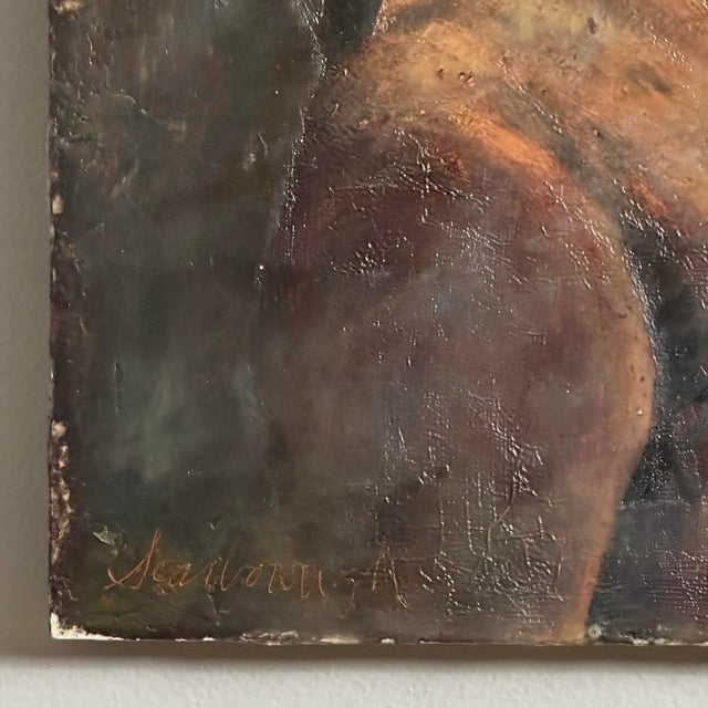Wood Vintage Realist Female Nude Figurative Encaustic Painting on Board, Signed (Ca. 1960) For Sale - Image 7 of 8