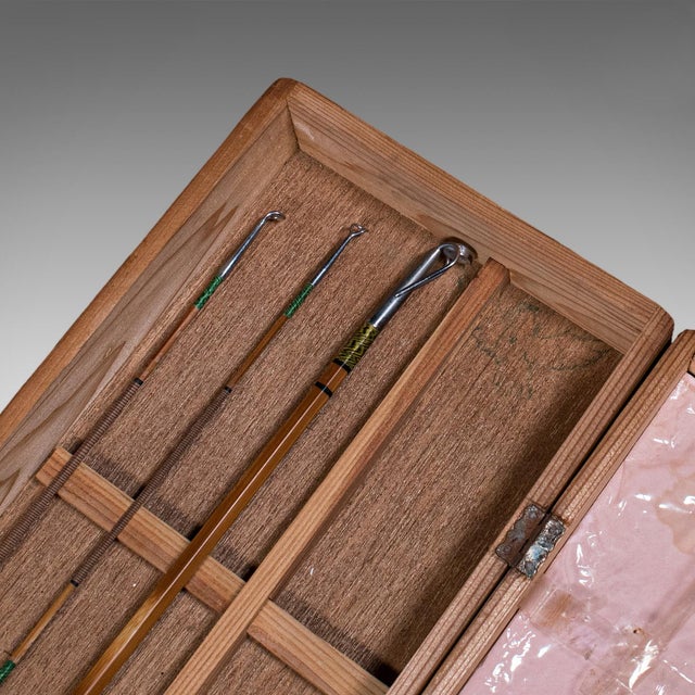 Vintage 2 Fishing Rod Case, Japanese, Bamboo, 11ft, 8ft, Champion, Mid Century For Sale - Image 12 of 12