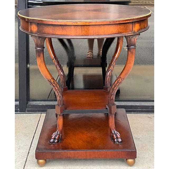Traditional Neo-Classical Style Inlaid Mahogany Side Tables - Pair For Sale - Image 3 of 8