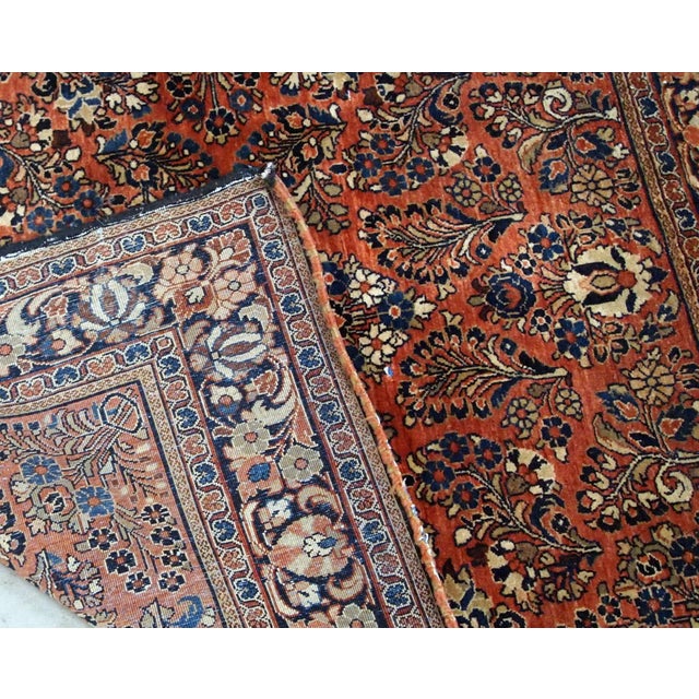 Textile 1920s, Handmade Antique Persian Sarouk Square Rug 4.1'x 4.1' For Sale - Image 7 of 7