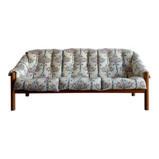 1970s Ekrones Style Sofa in Original Floral Fabric For Sale