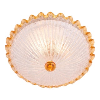 1980s Id Century Murano Barovier & Toso Flush Mount For Sale