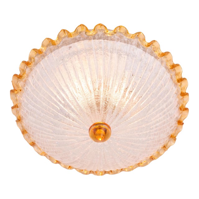 1980s Id Century Murano Barovier & Toso Flush Mount For Sale