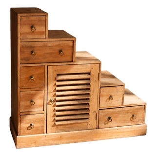 Antique Staircase Kaidan-Tansu Cabinet in Wood For Sale