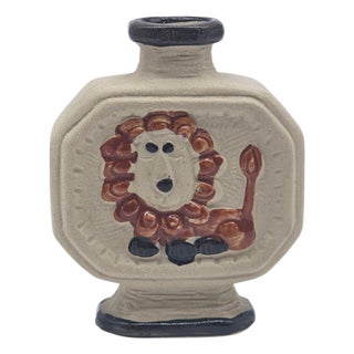 Takahashi Japan Mid-Century “Lion” Bud Vase – Handcrafted Ceramic, 4.25” For Sale