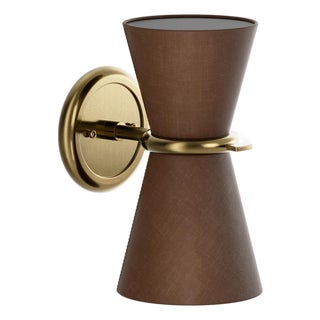 Gable Sconce, Antique Natural Brass with Russet Shade For Sale