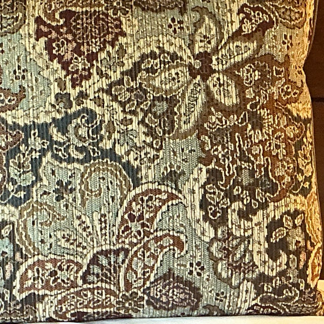 1980s Vintage Traditional Boho Chic Tapestry Style Paisley Pillows - A Pair For Sale - Image 11 of 12