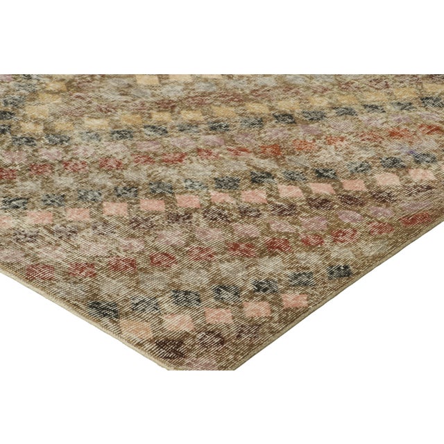Vintage Zeki Müren Rug in Brown With Diamond Geometric Patterns | Rug & Kilim For Sale In New York - Image 6 of 7