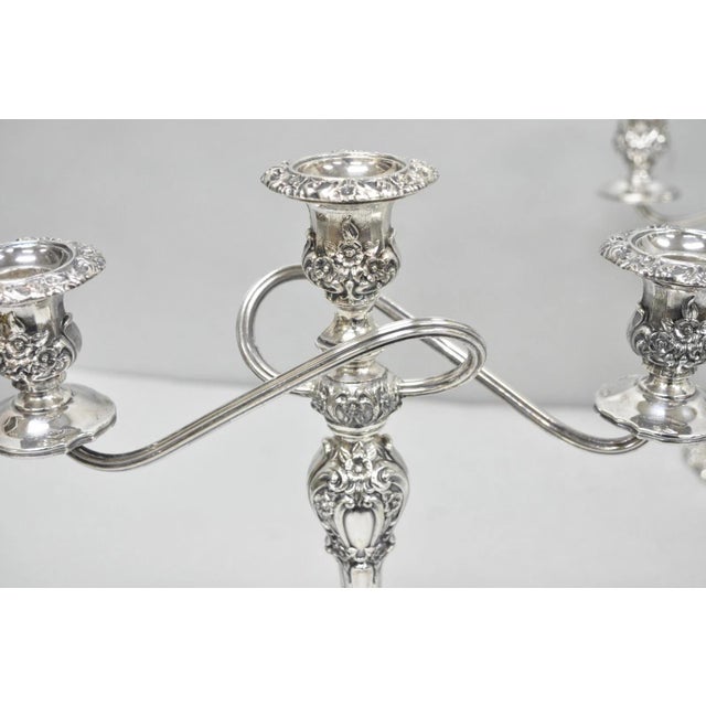 Vintage International Silver Co Countess Silver Plated 3 Arm Candelabra - Pair For Sale - Image 13 of 17