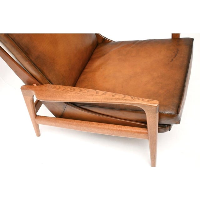 Vintage Danish Oak and Leather Armchair from IB Kofod Larsen, 1960s For Sale - Image 9 of 12