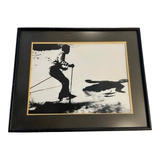 Framed Black & White Photo of a Skier For Sale