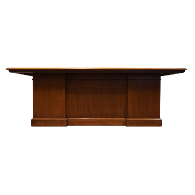 Stow & Davis Solid Walnut Contemporary Traditional 84" Executive Office Desk For Sale - Image 11 of 12