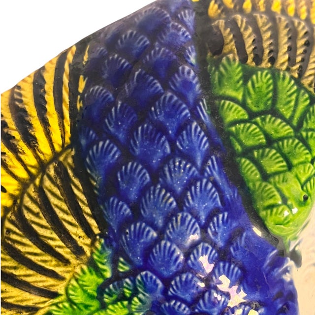 Farmhouse Vintage Ceramic Wall Hanging Duck Flower Vase Wall Pocket Decor Colorful Blue Yellow Green Rustic Mexican Hacienda For Sale - Image 3 of 6