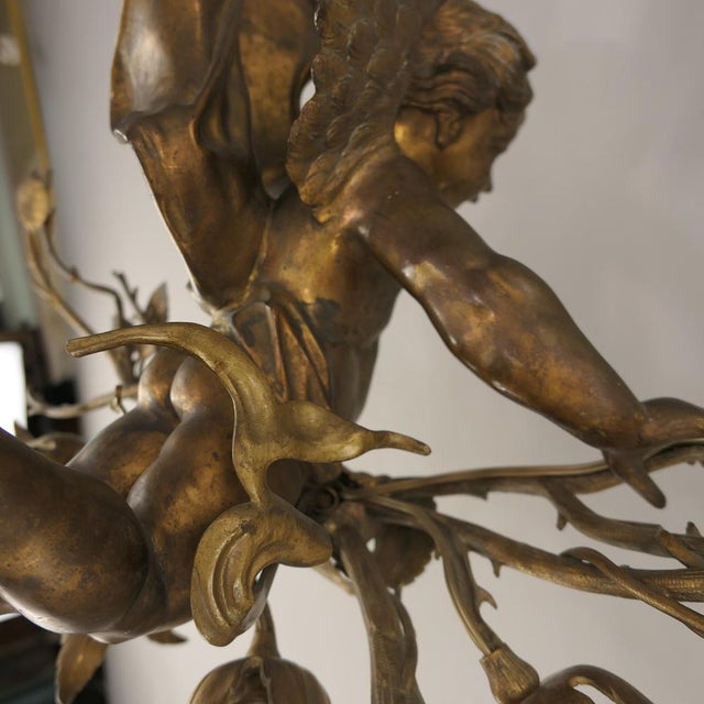 Baroque Bronze Angel Chandelier, Vienna, 1900s For Sale - Image 9 of 17