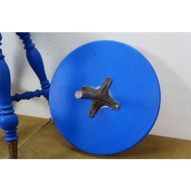 Antique Victorian H Holtzman & Sons Blue Piano Stool Glass Ball & Claw 19" For Sale - Image 15 of 18