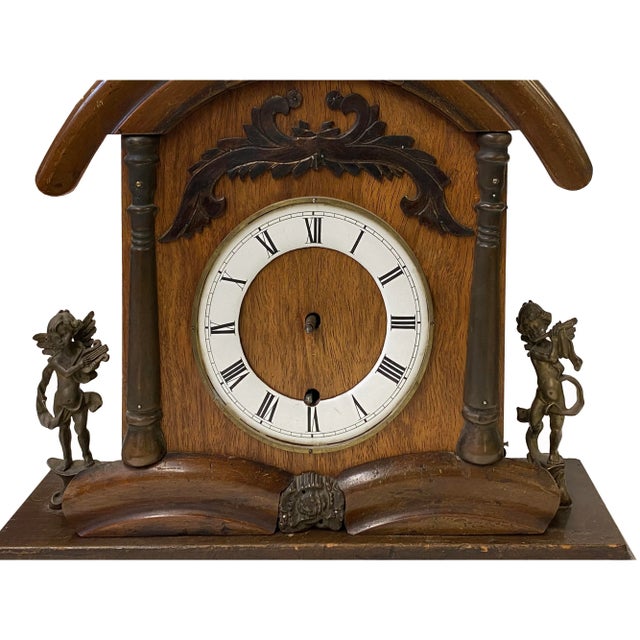 Wood Vintage Shanghai European Style Tourbillon Wheels Clock Display For Sale - Image 7 of 9