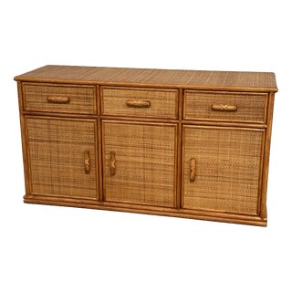 Vintage Rattan and Bamboo Sideboard, 1970s For Sale