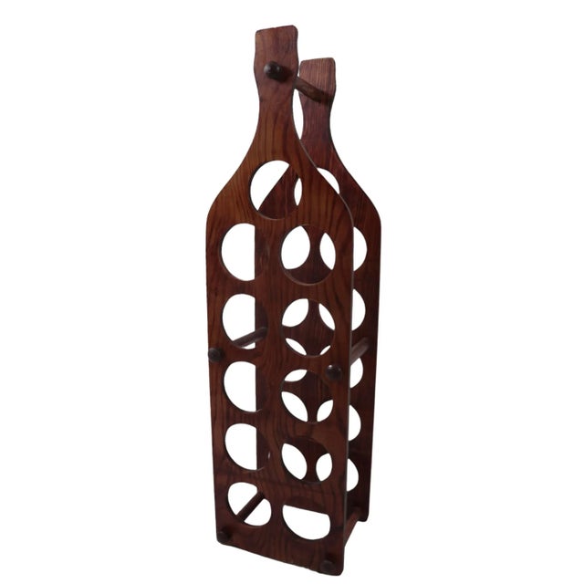 Wood Vintage Bottle Shape Wine Rack Ca. 1970's Made in Usa For Sale - Image 7 of 9