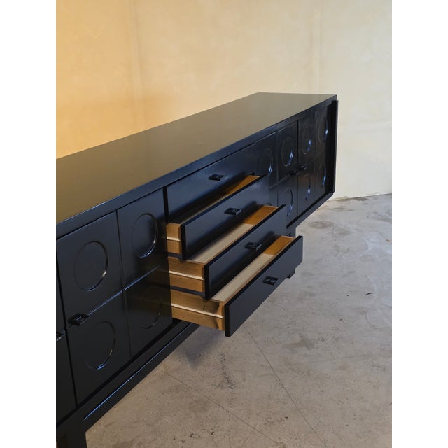 Brutalist Belgian Black Lacquered Sideboard, 1970s For Sale - Image 15 of 17