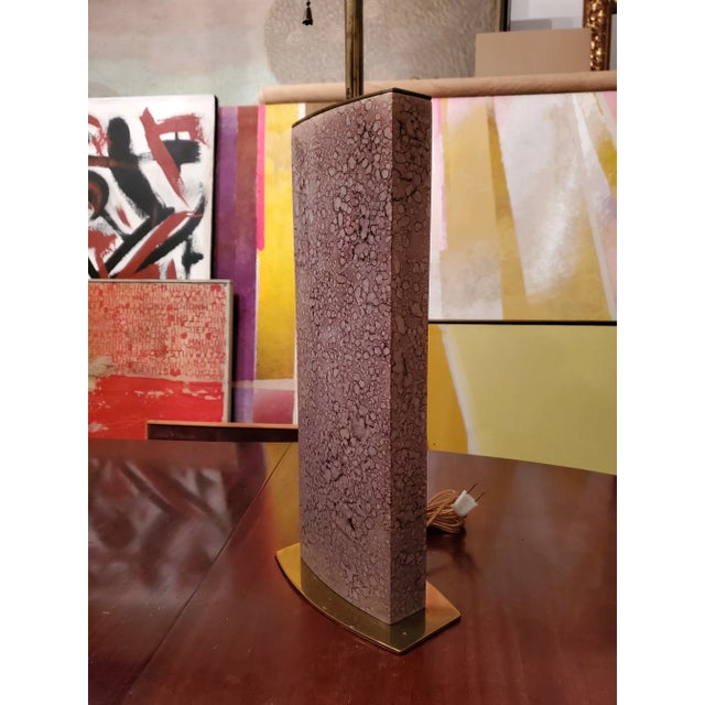 Karl Springer Mid Century Modern Vintage Karl Springer Style Faux Parchment Lamp For Sale - Image 4 of 7