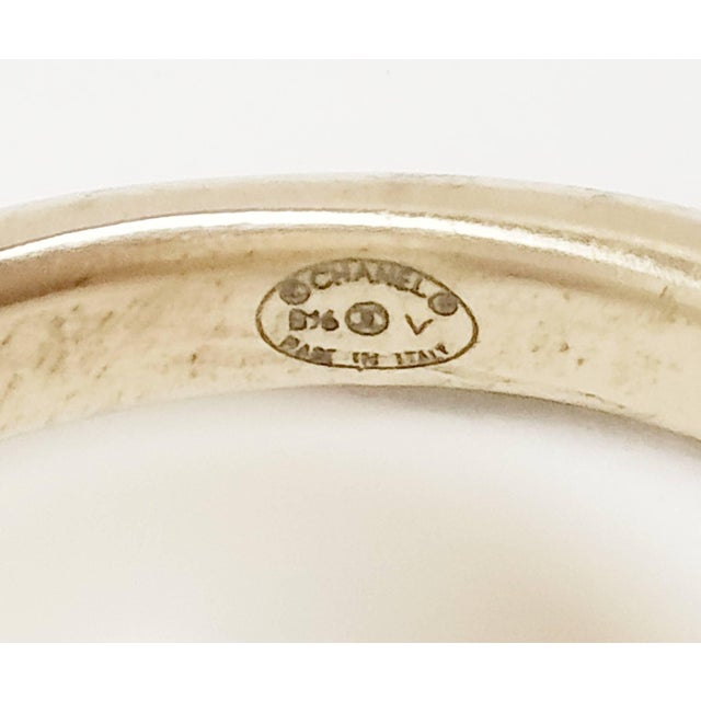 Chanel Chanel Gold CC Double Pearl Ring, Size 5.5 For Sale - Image 4 of 5