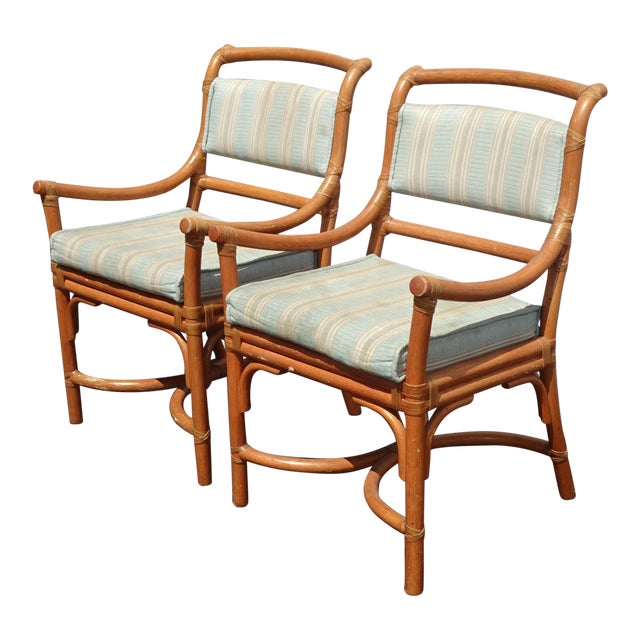 Vintage Mid Century Modern Bamboo Accent Chairs Leather Straps Italy A Pair Chairish