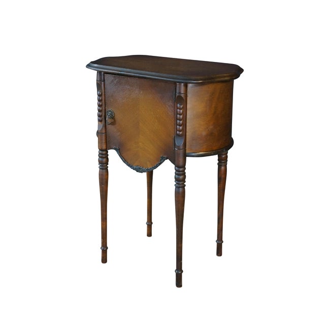 Victorian Antique Victorian Walnut Tobacco Humidor Cabinet Side Table Parlor Smoke Stand 26" For Sale - Image 3 of 18