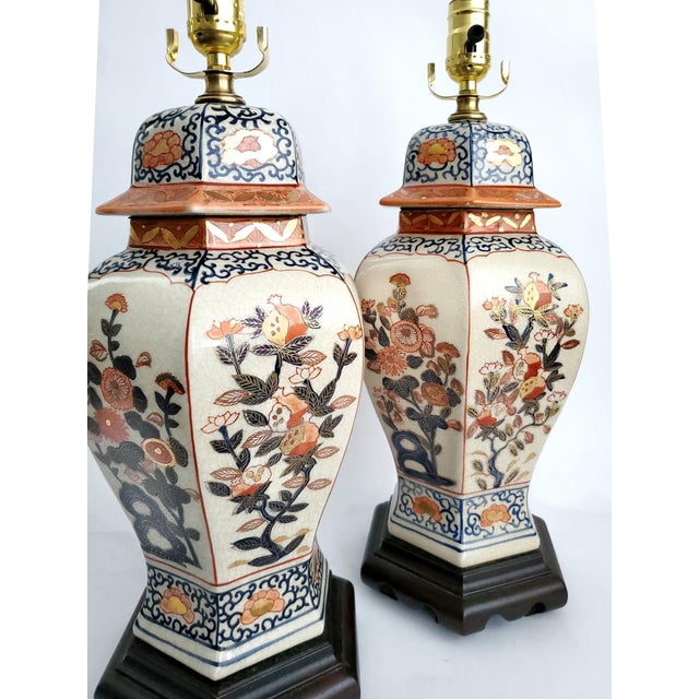 Imari Porcelain Imari Ginger Jar Table Lamps Restored For Sale - Image 4 of 12